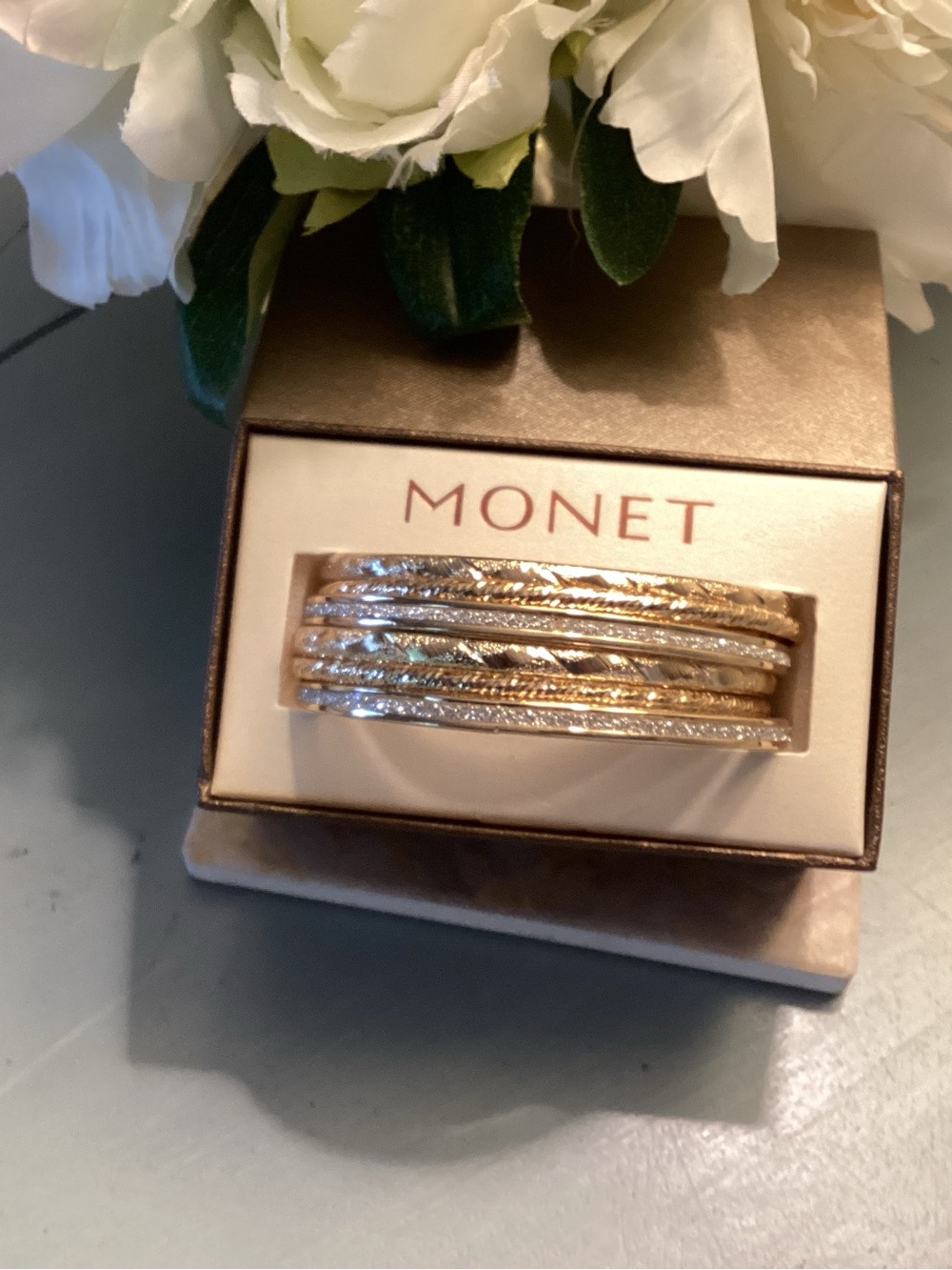 Monet Two-Tone Gold and Silver Layered Bangle Bracelet Set NWT